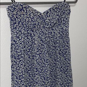 Forever 21 Blue Paisley Strapless Dress